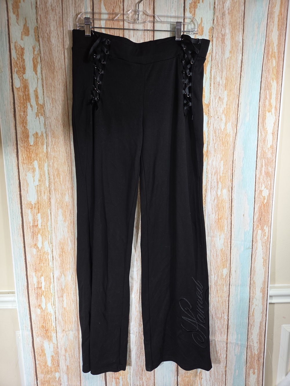 Named Collective Ghost Laced Cotton Sweatpants in Black. Size XXL